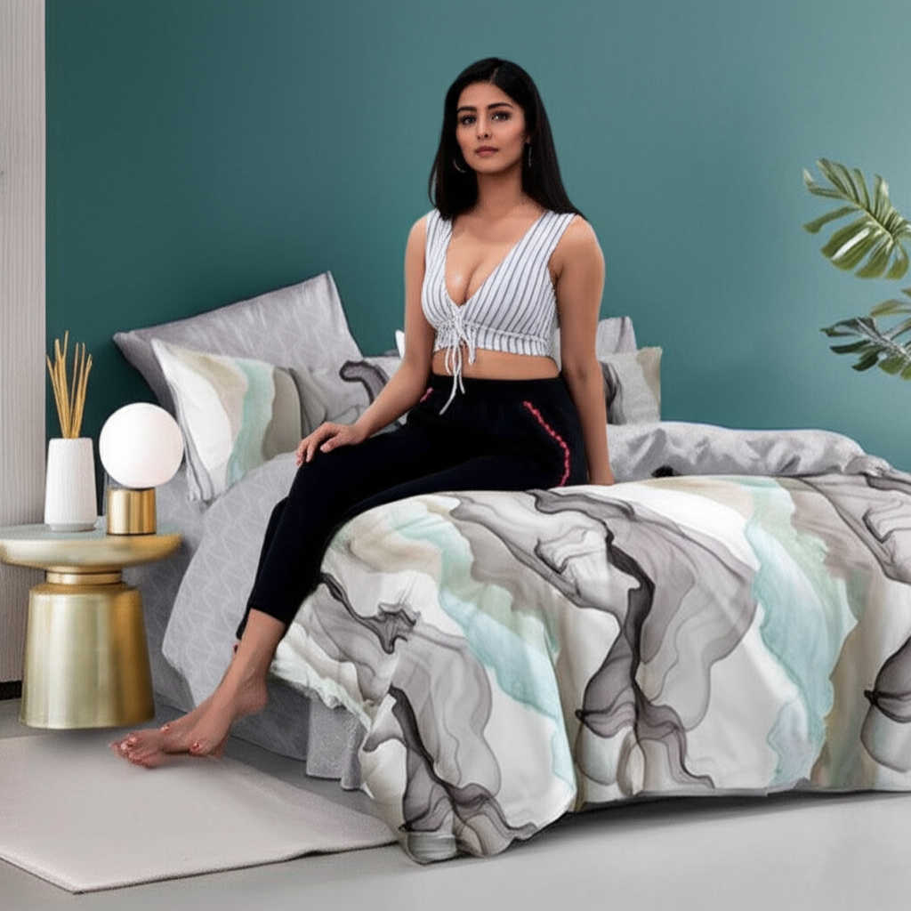 270.Poly-cotton premium bedsheet – Serene Marble Wave Design Luxury Bedding for Modern Bedrooms in premium green box. - Image 3