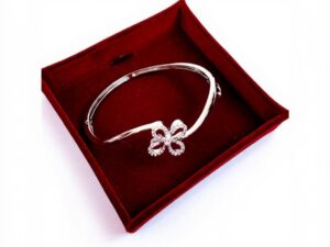 White Gold Plated Bracelet with American Diamonds