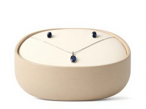 86.Dark Blue Glass Stone Pendent Jewelry Set – Elegant White Gold Plated Pendent & Earrings | Meenysaneil-The Store