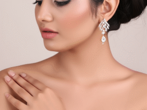 25.Rose Gold Plated Bracelet with American Diamonds & White Glass Stones – Elegant Designer Jewelry