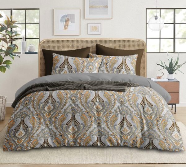 261.Brown Premium Bedsheet – Elegant Designer Double Bed Sheet with Pillow Covers for Modern Bedroom Décor in Designer Green Box. - Image 5