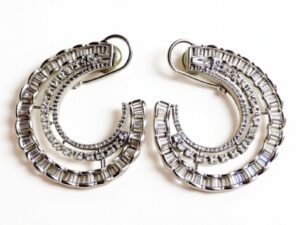57.White Gold Hoop Earrings with American Diamonds – Elegant Women’s Jewelry