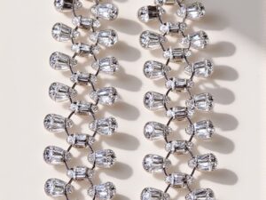 70. White Gold Plated American Diamond Long Dangle Earrings for Women – Luxury Party Wear Jewelry