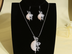 13.Black Oxidised Rose Gold Plated Pendant Set with American Diamonds – Modern Designer Jewelry for Women